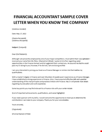 Financial Accountant sample cover letter