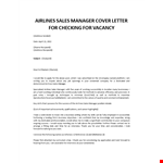 Airlines Sales Manager cover letter example document template