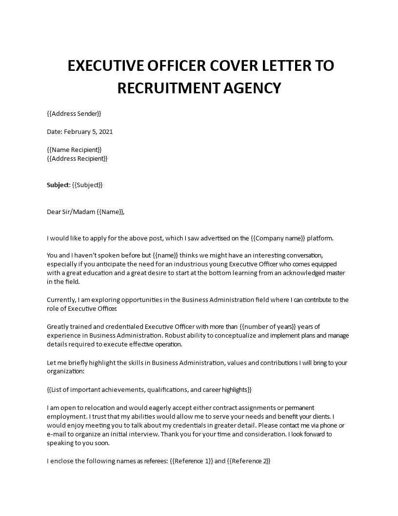 sample cover letter for management position