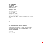 Change of Address Letter - Update Your Information for Anytown | Investments, Businessman example document template