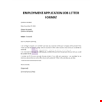 Employment Application Job Letter example document template