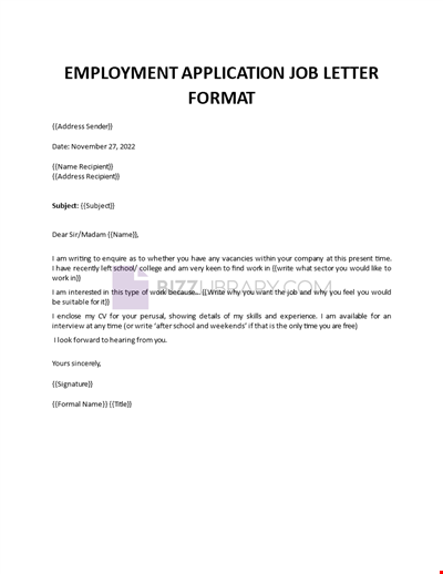 Employment Application Job Letter