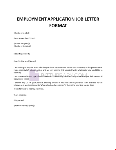 Employment Application Job Letter
