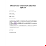 Employment Application Job Letter example document template 