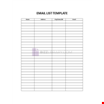 Email List Template example document template
