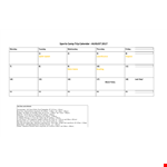 Sports August Calendar example document template