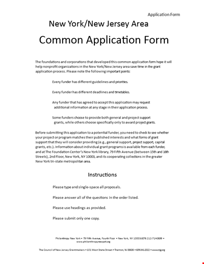Nycapp Form - Common Application Form