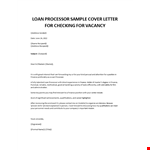 Loan Processor cover letter example document template