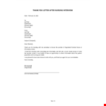 Thank You Letter After Nursing Interview example document template