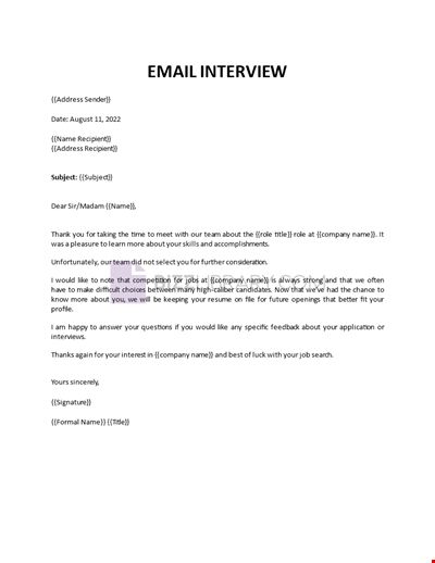Rejection After Job Interview Email