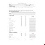 Medical Examination Form - Comprehensive Employment History, Medical Disease Screening & Remarks example document template