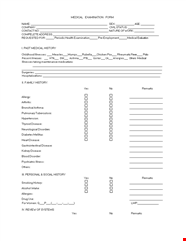 Medical Examination Form Comprehensive Employment History Medical 