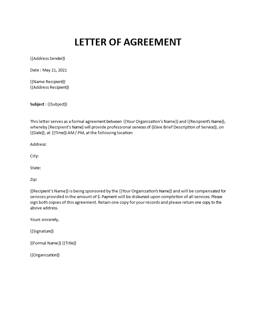 letter of agreement