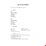 Firearm Bill of Sale example document template