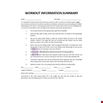 Workout Summary example document template