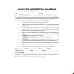 Workout Summary example document template 