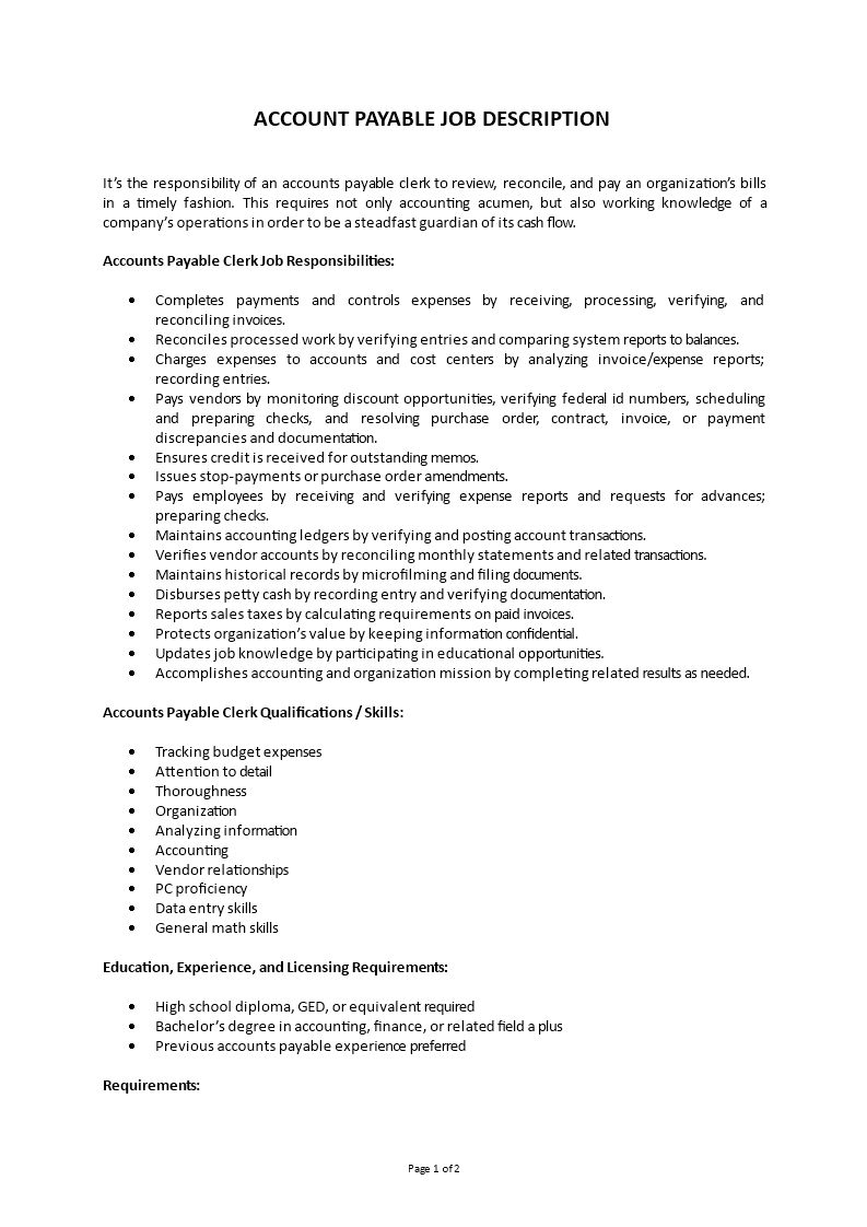 account payable job description Main Image account payable job description