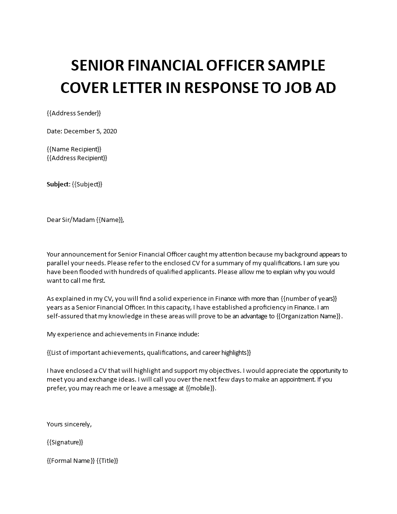 director of finance cover letter