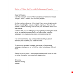 Claim Letter - Track and Protect Copyright Owner Rights example document template