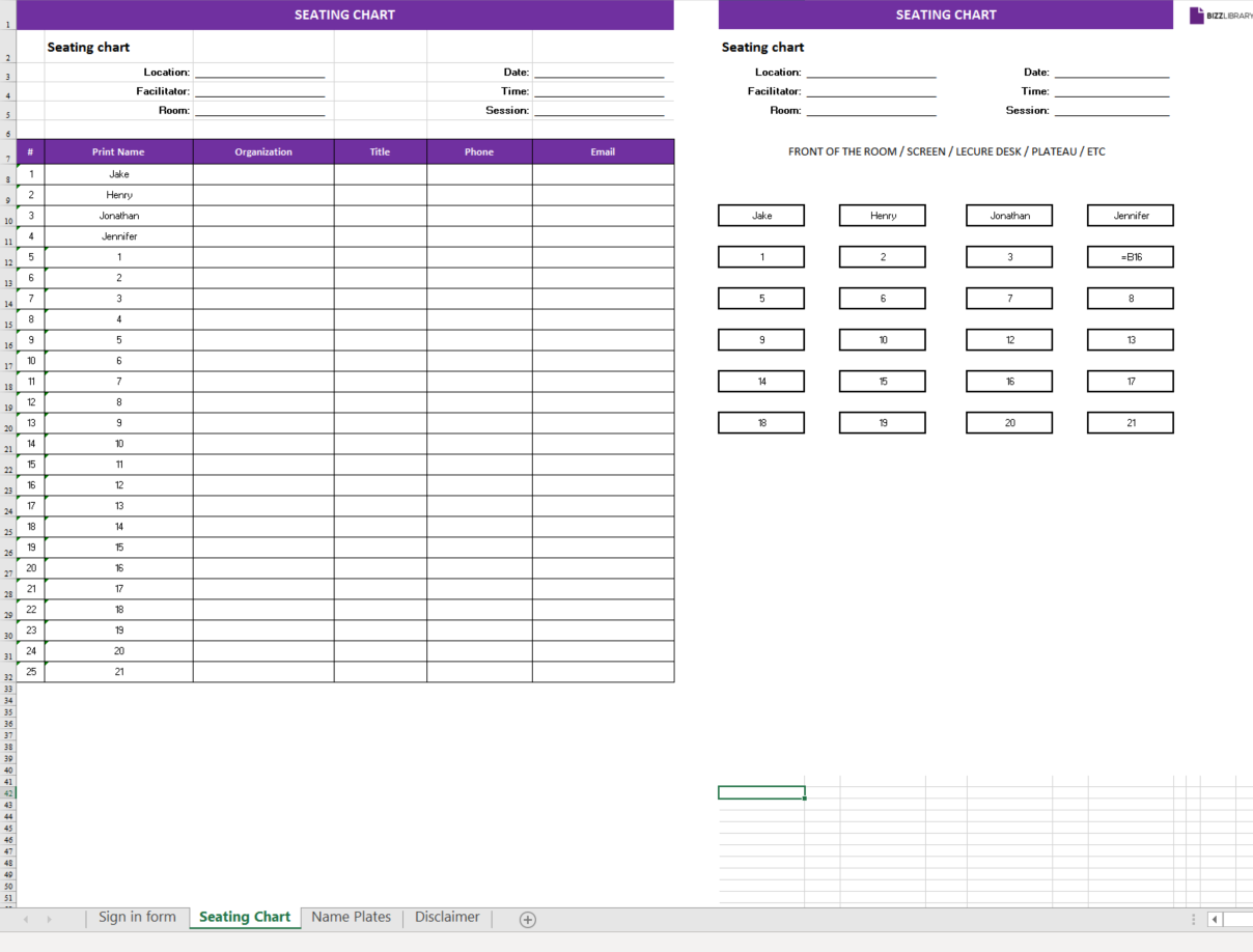 seating chart example