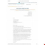 Junior Doctor Job Cover Letter example document template