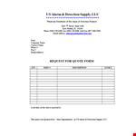 Request for Quote - Get Supplies and Phone Alarm Detection example document template