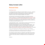Request for Personal Salary Increase Letter - Maximize your Earnings in No Time! example document template 