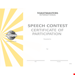 Participant Speech Contest Certificate example document template 