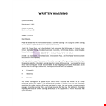 Written Warning Letter Template example document template