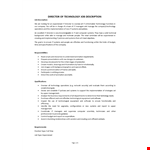 Director Of Technology Job Description example document template