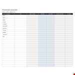Password List Template - Organize Manager, Email, Websites, and Passwords example document template