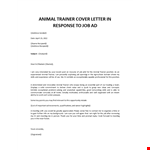 Animal Trainer cover letter sample example document template