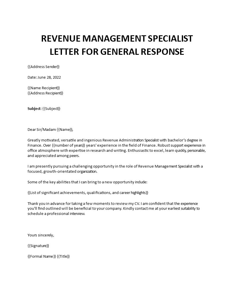 revenue cycle specialist cover letter