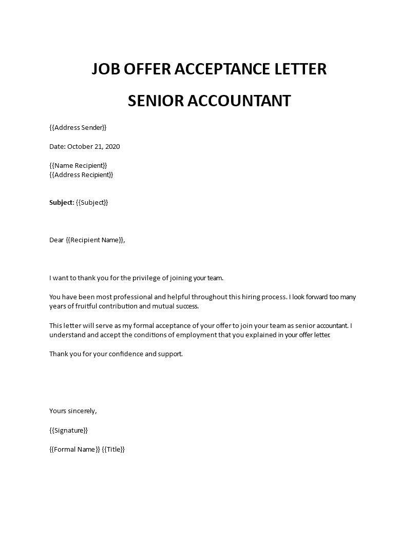 job offer acceptance letter financial position Main Image job offer acceptance letter financial position