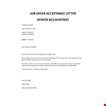 Job offer acceptance letter financial position example document template