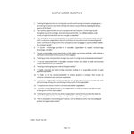 Career Objective example document template