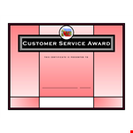 Customer Service Award example document template 