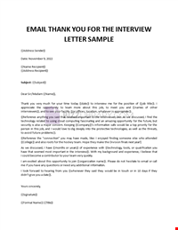 Thank you email after interview