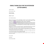 Thank you email after interview example document template 