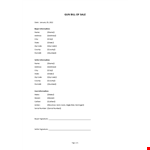 Gun Bill of Sale Template example document template