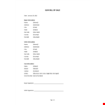 Gun Bill of Sale Template example document template 