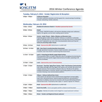 Winter Conference Agenda Template - Organize an Engaging Event for Conference Members, Sponsored example document template