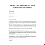 Airlines Sales Director Application Letter example document template