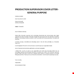 Cover letter Production Supervisor example document template