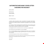 Automotive Mechanic Cover letter example document template