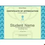 Certificate Of Appreciation for Student example document template