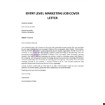Entry Level Marketing Job Cover Letter example document template