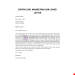 Entry Level Marketing Job Cover Letter example document template 