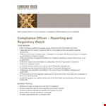 Compliance Officer Report Template example document template