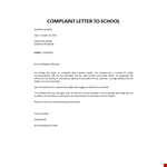 Complaint letter to school example document template